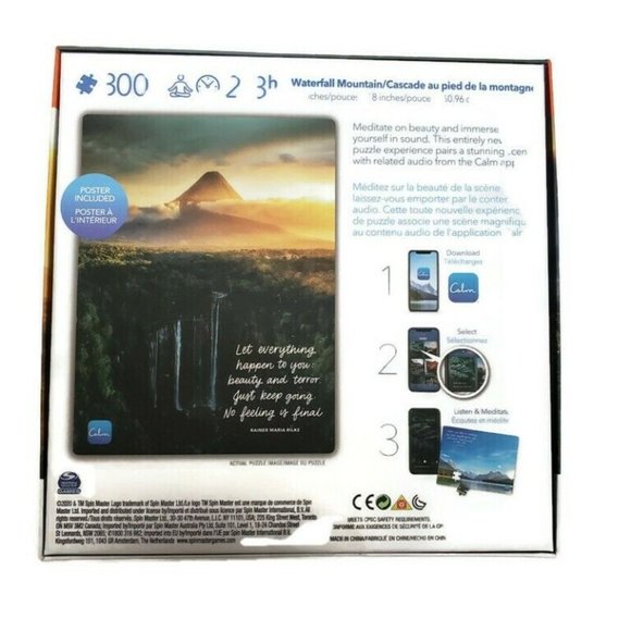 Calm Mindful Jigsaw Puzzle WATERFALL MOUNTAIN 300 Pieces #6061076 Meditate - Picture 2 of 2